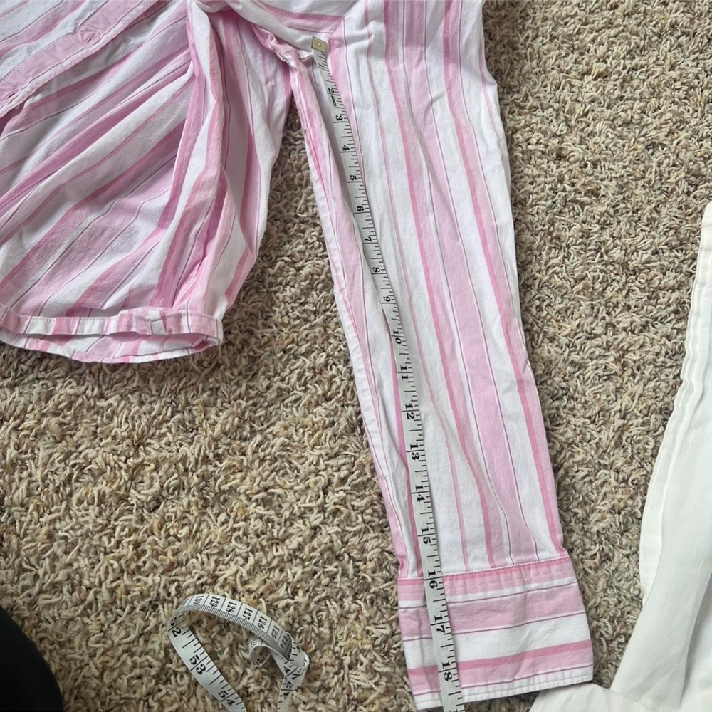Denim&Co Pink and White Striped Button Down Shirt - Picture 5 of 6
